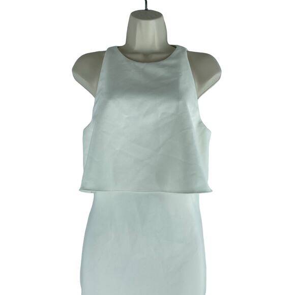 Likely Shayna Ruffle Overlay Cocktail Dress Knee Length White Size 10 - Picture 4 of 10